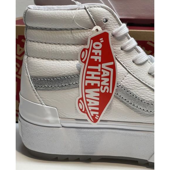 Vans Sneakers Sk8 Hi Stacked Platform Pop True White Metallic Women Size 5.5 New - Picture 4 of 12